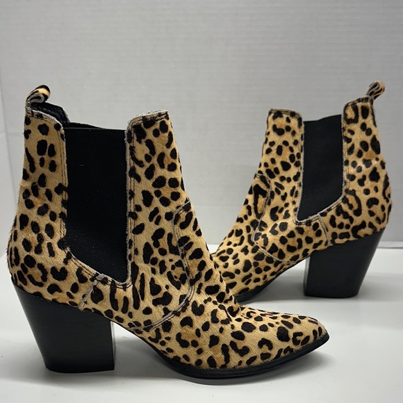 Steve Madden Shoes - Steve Madden Patricia Heeled Ankle Boots Leopard Print Calf Hair Bootie Size 7.5